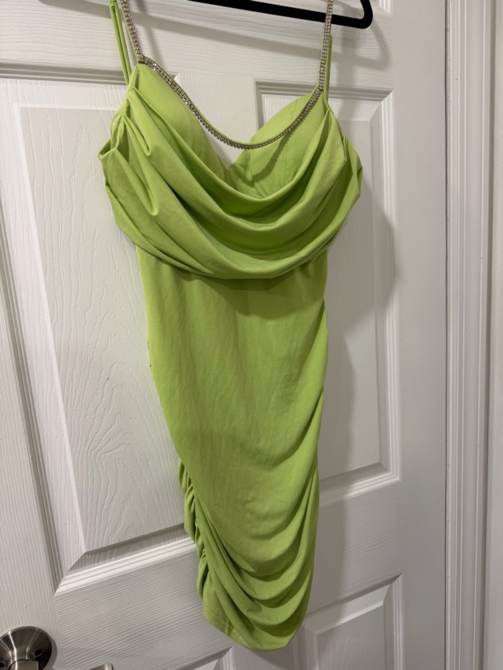 Sparkling Lime Green Cowl Neck Dress